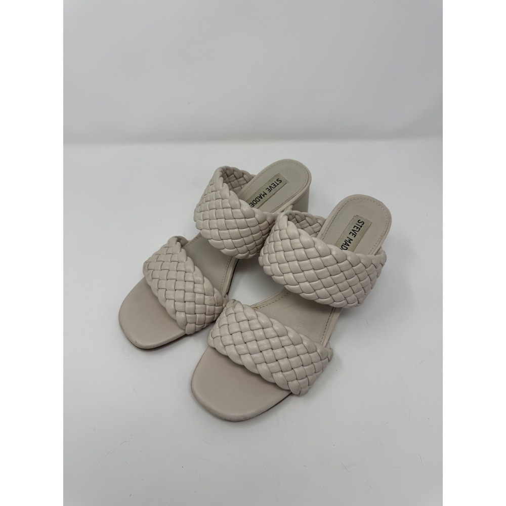 Steve‎ Madden Daphnee Bone White Woven Heeled Sandals